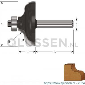 Rotec 271 HM S-profielfrees Gold-Line diameter 38,1 mm R=6,35 d2=8 mm 271.14.0635