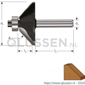 Rotec 271 HM fasefrees Gold-Line diameter 57,2 mm 45 graden d=12 mm 272.19.5720