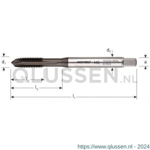 Rotec 331H371 HSS-E machinetap Inox+ doorlopend DIN 371 type B M3x0,5 mm 331.0300H