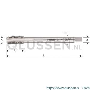 Rotec 333 HSS-E UNI machinetap doorlopend DIN 376 metrisch M12 onderbroken draad 333.1200