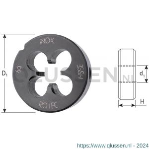 Rotec 360B HSS-E Inox ronde snijplaat DIN-EN 22568 metrisch M6 360.0600B