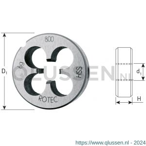 Rotec 360L HSS ronde snijplaat DIN-EN 22568 metrisch links M20 360.2000L