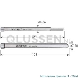 Rotec 545 uitwerpstift diameter 7,98x105 mm 545.0053