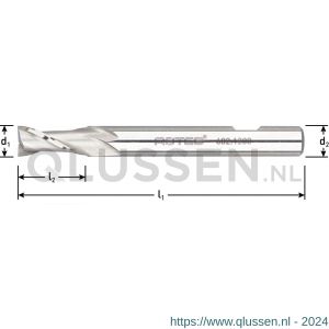 Rotec 602 HSS-E spiebaanfrees DIN 844-B lang ongecoat diameter 25x45x166 mm d2=25 mm Z=2 602.2500