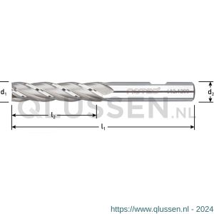Rotec 612 HSS-E vingerfrees DIN 844 lang ongecoat diameter 2x10x54 mm d2=6 mm Z=4 612.0200