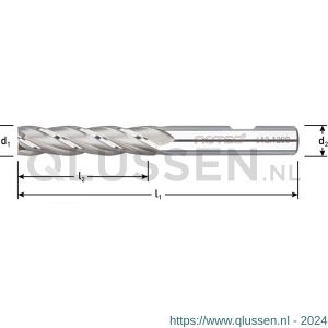 Rotec 612 HSS-E vingerfrees DIN 844 lang ongecoat diameter 14x53x110 mm d2=12 mm Z=4 612.1400