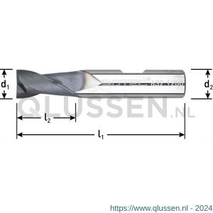 Rotec 632 VHM spiebaanfrees TiAlN-gecoat Silver-Line diameter 20x32x100 mm d2=20 mm Z=2 kort 632.2000