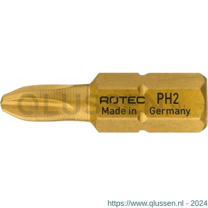Rotec 800 schroefbit TiN C6.3 Phillips PH 2Rx25 mm gereduceerd set 10 stuks 800.0006
