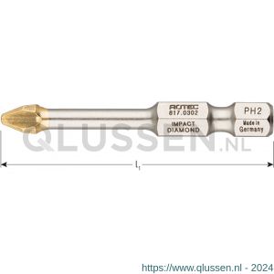 Rotec 817 Impact schroefbit Diamond E6.3 Phillips PH 2x50 mm set 5 stuks 817.0302