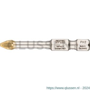 Rotec 817 Impact schroefbit Diamond E6.3 Phillips PH 2x50 mm set 5 stuks 817.0302