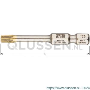 Rotec 817 Impact schroefbit E6.3 Diamond Torx T 30x50 mm set 5 stuks 817.2330