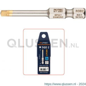 Rotec 817 Impact schroefbit E6.3 Diamond Robertson SQD 2x50 mm set 2 stuks 817.33022