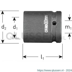 Rotec 842 krachtdop binnenvierkant 1/2 inch kort SW 19 mm L=40 mm 842.0019