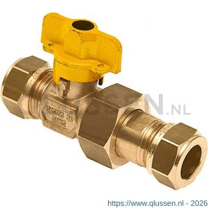 Bonfix gaskogelkraan 22 mm knel x 22 mm koppeling knel 50815