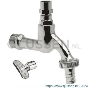 Bonfix tapkraan met slangkoppeling en sleutel gepolijst chroom 1/2 inch 71410