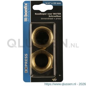 Bonfix blister M-Press roodkoper RK water schroefbus 3/4 inch x 22 mm 2 stuks 800720