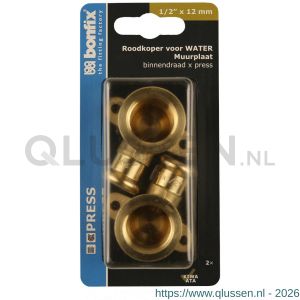 Bonfix blister Press roodkoper RK muurplaat 1/2 inch binnendraad x 12 mm 2 stuks 801605