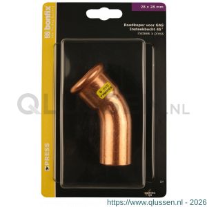 Bonfix blister M-Press roodkoper RK gas insteekbocht 45 graden 28x28 mm 802525