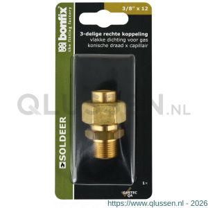 Bonfix blister 3-delige rechte koppeling 3/8 inch buitendraad x 12 mm 807605