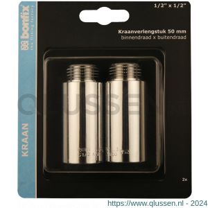 Bonfix blister kraanverlengstuk 1/2 inch binnendraad x 1/2 inch buitendraad 50 mm 2 stuks 811735