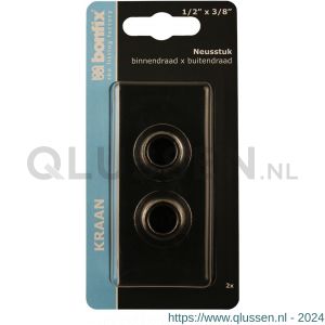 Bonfix blister neusstuk 1/2 inch binnendraad x 3/8 inch buitendraad chroom 2 stuks 812105