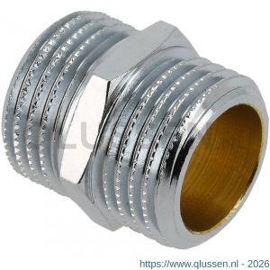 Bonfix dubbele nippel 3/4 inch buitendraad verchroomd 81520CR