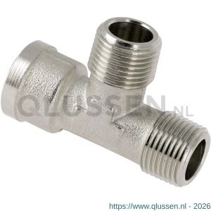 Bonfix T-stuk 3/8 inch buitendraad x buitendraad x binnendraad vernikkeld 88090