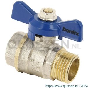 Bonfix kogelkraan 3/4 inch binnendraad x 3/4 inch buitendraad met blauwe vlindergreep PN25 92332