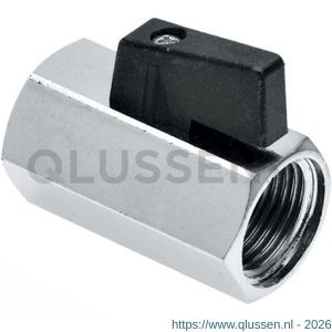 Bonfix mini kogelkraan 1/2 inch binnendraad x binnendraad (zwarte knop) 93845