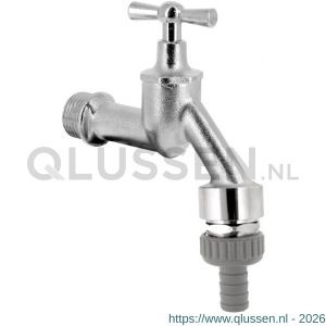 Bonfix sanitaire tapkraan mat chroom met kruk, slangwartel en klep 1/2 inch DVGW 98720