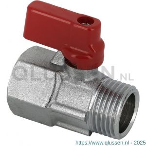 Bonfix mini kogelkraan vernikkeld 1/2 inch binnendraad x buitendraad (rode knop) 99874