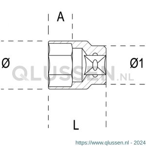 Beta 910A/AS dopsleutel 3/8 inch zeskant 7/8 inch 910A-AS 7/8 009100292