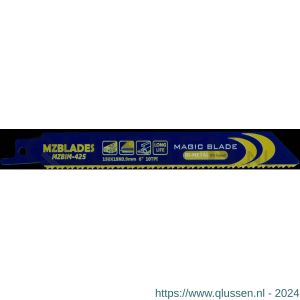 Multizaag MZBIM-425 reciprozaagblad bi-metaal Universeel breedte 19 mm TPI 2,5 lengte 150 mm dikte 0,9 mm UNI MZBIM-425