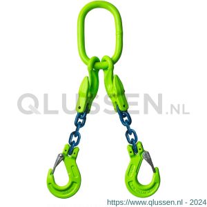 Deltalock Grade 100 hijsketting 2-sprong 13 mm x 2 m klephaak en inkorthaak WLL gebaseerd op 0-45 graden YE.10.2SKI.13.020